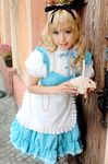  alice_(wonderland) alice_in_wonderland apron blonde_hair cosplay hair_ribbon hair_ribbons kipi-san photo ribbon 