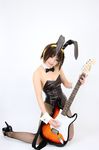  animal_ears bunny_ears cosplay fishnet_legwear fishnet_stockings fishnets guitar hair_ribbon hair_ribbons hairband instrument kipi-san legwear photo ribbon suzumiya_haruhi suzumiya_haruhi_no_yuuutsu 