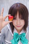  cosplay food fruit highres ichigo_100 ichigo_100_percent kipi-san photo school_uniform serafuku sotomura_misuzu strawberry 