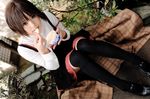  cosplay food ice_cream kanon kipi-san misaka_shiori photo plaid real_life skirt solo suspenders thighhighs 