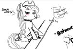  applejaaj applejack_(mlp) black_and_white brohoof cum cutie_mark drawn_with_a_fucking_mouse equine freckles friendship_is_magic futajack hair hat horsey monochrome my_little_pony penis stairs 