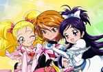  :d black_eyes black_hair blonde_hair bow brown_eyes brown_hair cure_black cure_white earrings eyelashes futari_wa_precure futari_wa_precure_max_heart half_updo happy heart jewelry kujou_hikari long_hair magical_girl misumi_nagisa multiple_girls one_eye_closed open_mouth precure ribbon shiny_luminous short_hair sinko_(sinsin) smile twintails yellow_eyes yukishiro_honoka 