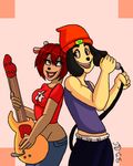  _at _each _other anthro breasts canine caprine dog duo eye_contact female guitar lamb lammy_lamb littledarlingeve looking male mammal microphone parappa parappa_the_rapper sheep singing smile team um_jammer_lammy 