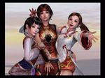  3girls da_qiao koei multiple_girls pleated_skirt shin_sangoku_musou skirt sun_shang_xiang three_girls xiao_qiao 