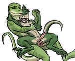  anal_penetration anthro anus couple cum double_penetration dragon dripping duo eyes_closed gay green green_body hands-free hemipenes hug kobold lizard male multi_cock muscles open_mouth penetration penis plain_background quixotically_erotic quixoticallyerotic reptile scalie sex size_difference spread_legs spreading tail white_background 