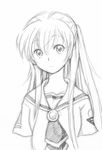  alice_carroll aria bad_id bad_pixiv_id graphite_(medium) greyscale long_hair monochrome nakasawa_kei sailor_collar solo staring traditional_media uniform 