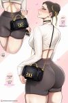  1girl absurdres almualim ass back bag brown_hair choker chun-li handbag highres jewelry ring solo standing street_fighter thighs 