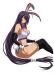  ass breasts bunnysuit highres ikkitousen kan'u_unchou kanu_unchou long_hair panties purple_hair sitting solo underwear 