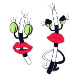 2023 8-bit-britt aaahh!!!_real_monsters black_body black_eyes digital_media_(artwork) eyelashes female green_sclera half-closed_eyes hands_on_hips hands_on_own_hips hi_res lips monster multicolored_body narrowed_eyes nickelodeon oblina red_lips simple_background solo teeth thick_lips two_tone_body white_background white_body