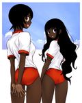  2girls ass dark_skin ez6 hito_nami hitou_nami itoshiki_rin long_hair multiple_girls photoshop sayonara_zetsubou_sensei short_hair shorts 