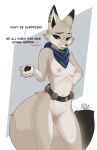 &lt;3 2023 absurd_res anthro belt breasts canid canine corsac_fox digital_media_(artwork) dreamworks english_text female fox fur genitals hi_res kung_fu_panda looking_at_viewer mammal mostly_nude nipple_dip nipples pussy raxel scarf signature simple_background smile solo tail text whiskers zhen_(kung_fu_panda)