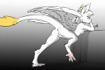 angel anthro anus breasts butt claws dragon feathered_dragon feathers female fur furred_dragon genitals halo hi_res hybrid presenting presenting_anus presenting_pussy pussy raised_tail small_breasts solo tail white_body white_fur wings yellow_eyes zafara_(artist) zafara_(character)