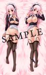 apron bad_id bad_pixiv_id bottomless bra breasts dakimakura headphones highres large_breasts lingerie long_hair maid maid_headdress multiple_views navel nipples nitroplus no_bra open_clothes panties panty_pull pink_hair red_eyes sample super_sonico syroh thighhighs underwear 