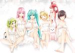  ahoge bare_legs bare_shoulders barefoot bear bird blonde_hair blue_eyes blue_hair bonnet breasts brown_hair camisole chemise closed_eyes cocoon_(loveririn) crossed_legs dress duck feet flower green_eyes green_hair gumi hair_flower hair_ornament hair_ribbon hairband hairclip hatsune_miku kagamine_rin long_hair md5_mismatch medium_breasts megurine_luka meiko multiple_girls nail_polish open_mouth penguin petals pink_hair red_eyes red_hair ribbon sf-a2_miki sitting small_breasts soles stuffed_animal stuffed_toy toenail_polish toes twintails very_long_hair vocaloid white_dress 