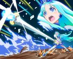  bad_id bad_pixiv_id blue_choker blue_eyes blue_hair blue_skirt choker cure_marine flower_tact heartcatch_precure! kurumi_erika long_hair magical_girl multiple_views precure skirt sunrise_stance yanagi_ryuuta 