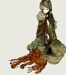  braid cape expressionless frills fumiyomogi green_eyes highres key looking_at_viewer original simple_background solo standing 