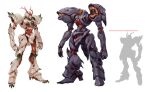  alien antlers claws comparison concept_art cyborg cypressdahlia english_commentary fusion highres horns jaws mecha monster multiple_views no_humans organic original robot saliva science_fiction size_difference spikes teeth 
