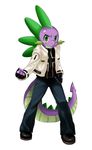  cosplay dragon friendship_is_magic green_eyes king_of_fighters kusanagi_kyo male my_little_pony plain_background scalie solo spike_(mlp) sssonic2 white_background 