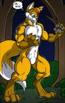  anthro biceps canine ears eyes forest fox fur keanon_woods male mammal muscles nose nude paws pecs sheath snout solo spirits tail teeth toned transformation tree wood 
