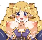 alternate_breast_size archer_(disgaea) blonde_hair blue_eyes breasts breasts_out disgaea dismania happy huge_breasts huge_nipples large_areolae large_breasts looking_at_viewer nipples pointy_ears puffy_nipples topless twintails 