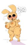 2023 animal_crossing anthro areola big_areola big_breasts blush bodily_fluids breasts brown_body brown_skin coco_(animal_crossing) curvy_figure dialogue digital_drawing_(artwork) digital_media_(artwork) english_text female genitals gyroid hi_res huge_breasts lagomorph leporid mammal mhdrawin nintendo nipples nude pussy rabbit short_tail simple_background solo sweat tail talking_to_viewer text thick_thighs voluptuous white_background wide_hips