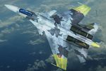  ace_combat_04 aircraft airplane cloud emblem fighter_jet flying jet military military_vehicle missile no_humans sky su-37 yellow_13 yellow_man 