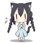  animal_ears bandages braid cat_ears cat_tail chibi dress flower k-on! k-on!_movie kohinata_sora lowres nakano_azusa rose singing! smile solo tail twin_braids |_| 