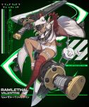  1girl absurdres bandaged_arm bandages blonde_hair clover dark-skinned_female dark_skin floating floating_object floating_sword floating_weapon four-leaf_clover guilty_gear guilty_gear_strive hair_between_eyes highres hiji_art long_hair looking_at_viewer navel ramlethal_valentine red_bandage short_shorts shorts sword thigh_strap weapon white_headwear white_shorts yellow_eyes 