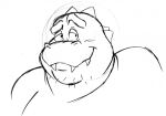 anthro chubby_male crocodile crocodilian crocodylid cute_expression double_chin eyebrows eyelids fangs headshot_portrait male portrait raised_eyebrows reptile scalie scruffy shogo87 shoulders_up sketch smile smirk solo teeth