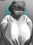 2024 absurd_res anthro bedroom_eyes big_breasts bodily_fluids bottomless breast_squish breasts clothed clothing digital_media_(artwork) drooling female female_focus generation_1_pokemon hair half-closed_eyes hi_res holding_breast huge_breasts looking_at_viewer mammal marzuyo narrowed_eyes nintendo overweight overweight_female pokemon pokemon_(species) saliva seductive shirt shirt_only simple_background slightly_chubby snorlax solo solo_focus squish stare sweat sweatdrop text tired topwear topwear_only white_clothing white_shirt white_topwear wide_hips