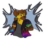 2021 ambiguous_gender anthro black_claws black_clothing blue_clothing blue_pawpads brown_body brown_ears brown_eyes brown_fur brown_hair chu_(the-chu) claws clothing dognoms fur green_clothing grey_clothing hair hyena mammal markings multicolored_body multicolored_fur orange_clothing pawpads paws pink_clothing purple_clothing red_clothing signature solo spots spotted_body spotted_fur spotted_hyena spotted_markings topwear two_tone_body two_tone_fur yellow_body yellow_clothing yellow_fur