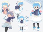  bad_id bad_pixiv_id blue_eyes blue_hair coat dress feille grin ikamusume long_hair pantyhose prehensile_hair scarf shinryaku!_ikamusume smile snowball snowman tentacle_hair white_dress winter_clothes |_| 