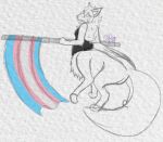 2021 ambiguous_gender big_hair big_tail black_clothing canid canid_taur canine canine_taur clothing digital_drawing_(artwork) digital_media_(artwork) dognoms flag fox fox_taur fur hair lgbt_pride low_res mammal mammal_taur paws pride_colors quadruped tail taur topwear transgender_pride_colors