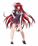  1girl big_breasts breasts full_body high_school_dxd lace-trimmed_socks large_breasts long_hair red_hair rias_gremory skirt socks solo 