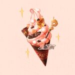  book character_name commentary_request food food_focus foodification genshin_impact highres ice_cream no_humans pink_background pom_pom_(clothes) sparkle weiyikande yanfei_(genshin_impact) 