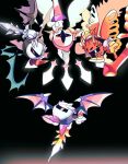  4boys black_background butterfly_wings commentary_request dark_meta_knight dragon_wings galacta_knight highres holding holding_sword holding_weapon insect_wings kirby_(series) kirby_and_the_amazing_mirror kirby_and_the_forgotten_land kirby_super_star korean_commentary melt74888829 meta_knight morpho_knight multiple_boys red_mask simple_background sword weapon white_eyes white_mask white_wings wings yellow_eyes 