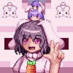  animal_ears bunny_ears carrot inaba_tewi kisasage_kouta lowres multiple_girls pixel_art reisen_udongein_inaba touhou 