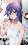  1girl brushing_teeth purple_hair rosario+vampire shirayuki_mizore teeth_brush toothbrush towel towle 