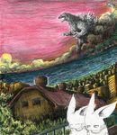  city cityscape crows godzilla godzilla_(series) kaiju lagomorph mammal rabbit 