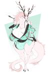 absurd_res anthro antlers asian_clothing big_breasts black_sclera blossom_(dullvivid) breasts cheek_tuft cherry_blossom chest_tuft cigarette cigarette_holder cleavage clothed clothing digitigrade dragon dullvivid east_asian_clothing eastern_dragon facial_tuft fangs female fur hair half-closed_eyes hi_res horn huge_breasts japanese_clothing kimono kimono_only long_hair narrowed_eyes neck_tuft open_mouth open_smile pink_hair plant shoulder_tuft simple_background smile smoking smoking_tobacco solo teeth tongue tongue_out tuft white_background white_body white_fur