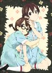  :q bespectacled borrowed_garments braid dress eyewear_switch glasses hand_on_forehead hirasawa_yui hug k-on! k-on!_movie kneehighs manabe_nodoka mizuki_makoto multiple_girls no_eyewear shoes singing! tongue tongue_out twin_braids 