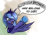  abstract_background alicorn blue_hair crown dialog english_text equine female feral friendship_is_magic hair hattonslayden horn horse long_hair mammal my_little_pony pony princess_luna_(mlp) shouting solo text tiara winged_unicorn wings 