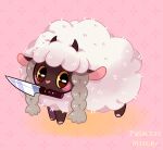 ambiguous_gender bovid caprine cc-by-nc-nd creative_commons feral fur generation_8_pokemon hi_res holding_knife holding_object horizontal_pupils horn knife mammal mouth_hold nintendo pokemon pokemon_(species) princessmisery pupils quadruped sheep solo wool_(fur) wooloo