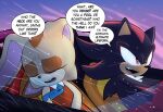  1boy 1girl alotaart animal_ears batman_(series) car closed_eyes commission cream_the_rabbit dc_comics fang furry furry_female furry_male highres motor_vehicle open_mouth parody rabbit_ears red_eyes shadow_the_hedgehog sonic_(series) white_fur 