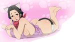  animal_ears apron artist_request ass black_hair breasts brown_eyes cat_ears cat_tail fang feet large_breasts naked_apron nyan_koi nyan_koi! oshiruko_(artist) oshiruko_(shiruko) sideboob tail 