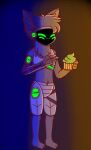 2024 4_eyes anthro barefoot c.a.m. canid canine canis colored cupcake cybernetic_arm cybernetic_hand cybernetic_limb cybernetics dessert detailed digital_drawing_(artwork) digital_media_(artwork) digitigrade dual_eyes feet fingers fluffy food fur green_body green_eyes grey_body grey_fur grey_hair hair hi_res jackal kitsoonie machine male mammal metal_fingers metallic_body military multi_eye prosthetic prosthetic_arm prosthetic_hand prosthetic_limb protogen robotic robotic_arm shaded simple_background solo special_forces tailless tuft yuri_chacal