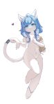 absurd_res anklet anthro blue_eyes blue_hair breasts cyberconnect2 female female/female feral fuga:_melodies_of_steel genitals hair hi_res jewelry lalamedli little_tail_bronx looking_at_viewer nipples nude pussy simple_background solo