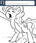  black_and_white blush cutie_mark dripping english_text equine eyes_closed female feral friendship_is_magic horse line_art mammal masturbation megasweet monochrome my_little_pony pinkie_pie pinkie_pie_(mlp) pony pussy_juice solo text tumblr 