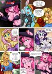 anthro anthrofied applejack_(mlp) big_breasts blush breasts cleavage clothed clothing comic dialogue earth_pony english_text equid equine female fluttershy_(mlp) freckles friendship_is_magic group hasbro hat headgear headwear heart_eyes heart_symbol hi_res horn horse mammal my_little_pony mythological_creature mythological_equine mythology one_breast_out pegasus pia-sama pinkie_pie_(mlp) pony rainbow_dash_(mlp) rarity_(mlp) text unicorn wings witch_hat