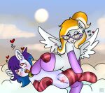 ahegao anthro anykoe anykoe_(anykoe) bell bell_collar clothing cloud collar duo ear_piercing ear_ring earth_pony equid equine eyewear female female/female floating_hearts footwear glasses hair happy happy_sex hasbro heart_eyes heart_symbol horse inner_ear_fluff laugh looking_pleasured mammal multicolored_hair my_little_pony mythological_creature mythological_equine mythology open_mouth open_wings pegasus piercing pony ring_piercing rita_cloudy sex sky smiling_at_partner socks sun text tongue tongue_out tribadism tuft vaginal wings